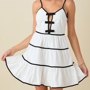 Cami mini dress with contrast ribbon details and piping details
